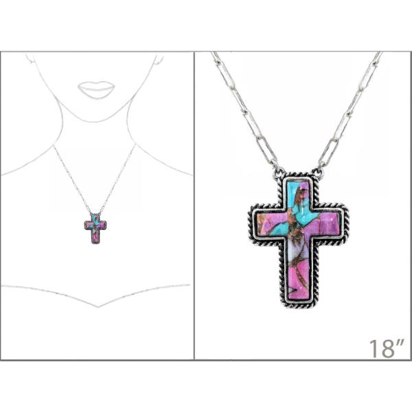 WESTERN CERAMIC CROSS NECKLACE