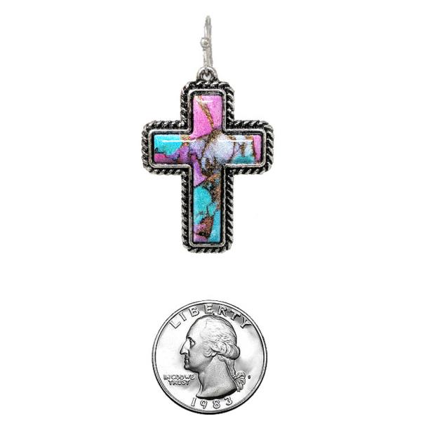 WESTERN CROSS PRINT EARRING