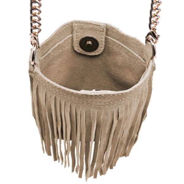 LONG SUEDE FRINGE DESIGN RIVER EVENING CROSSBODY BAG