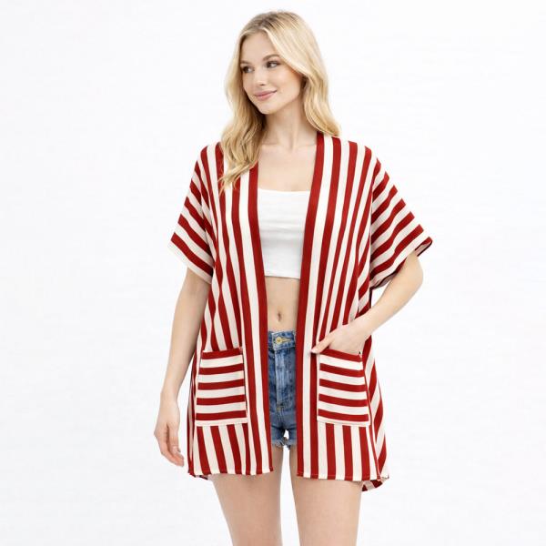 STRIPES KIMONO WITH POCKETS