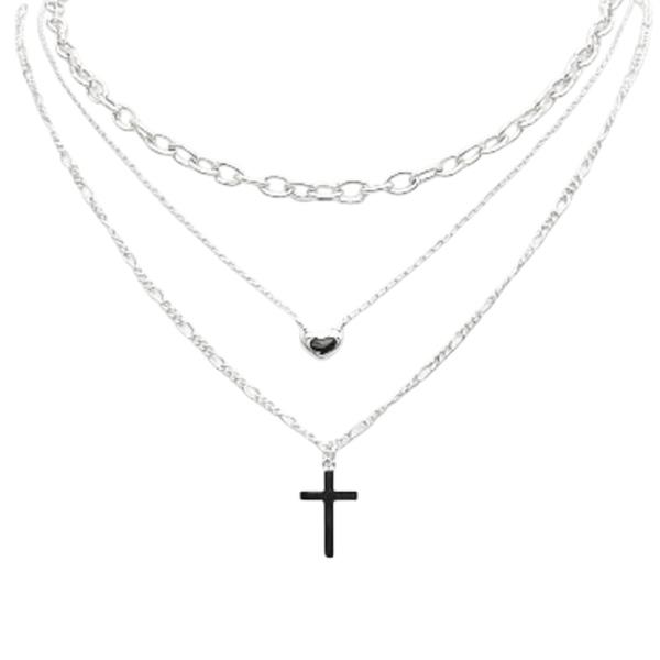 BRASS- 3 LYD CROSS HEART PDT NECKLACE