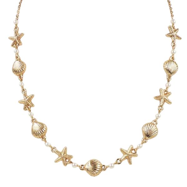 SHELL STARFISH PEARL LINKED NECKLAC