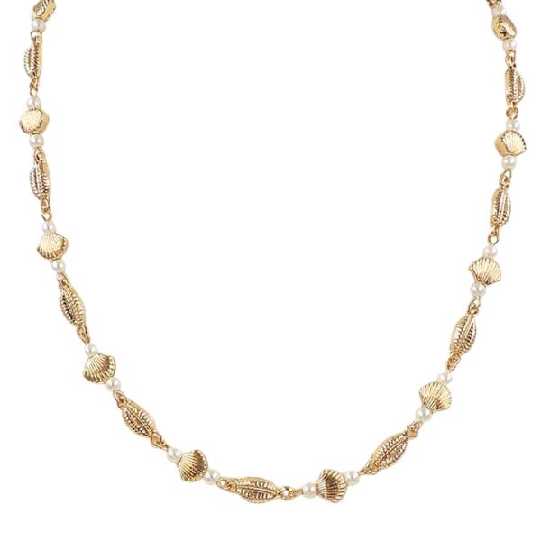 SHELL PEARL LINKED NECKLACE