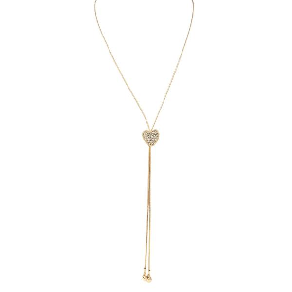 PAVE HEART BOLO NECKLACE