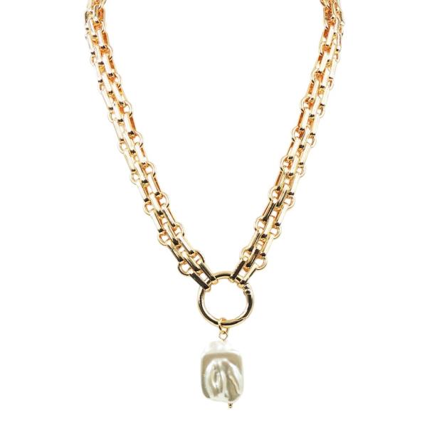 PEARL PDT WATCH CHAIN TOGGLE NECKLACE