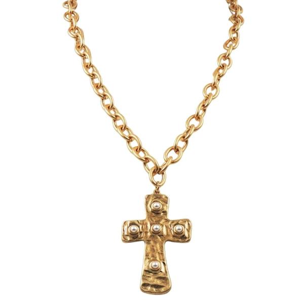 CROSS PEARL PENDANT CHAIN NECKLACE