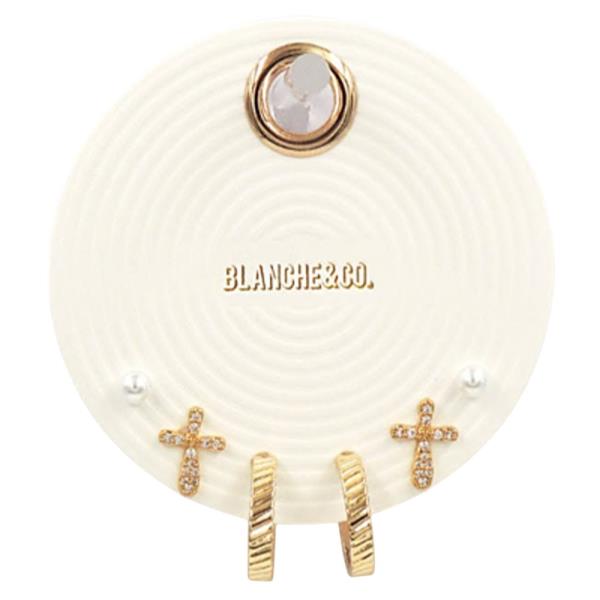3PRS HOOP CROSS EARRING SET
