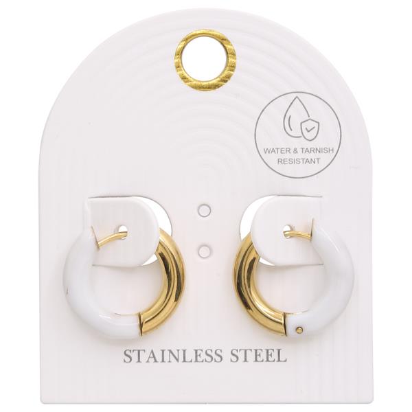 STAINLESS STEEL COLOR METAL HOOP EARRING