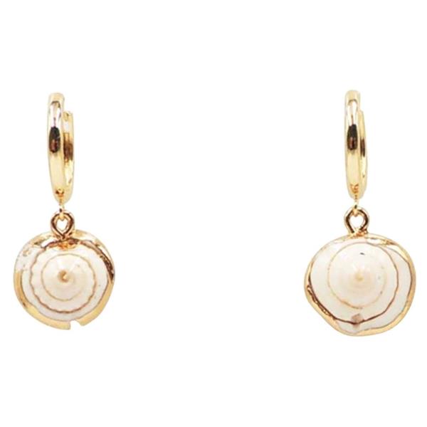 REAL SEASHELL CHARM HUGGIE HOOP EARRINGS