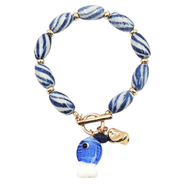 CERAMICS FISH CHARM TOGGLE BRACELET