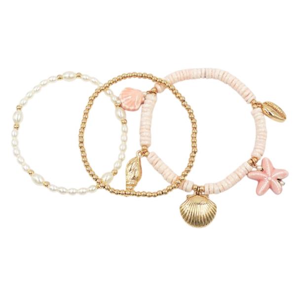 3PKS SEALIFE CERAMIC CHARM BRACELET