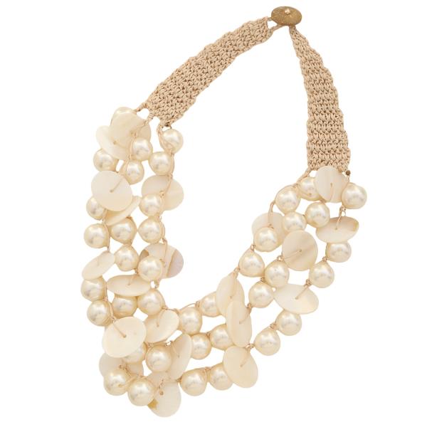 PEARL BEAD DISC LAYER NECKLACE