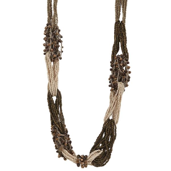 TWO TONE MULTI STRAND LAYER BEAD NECKLACE