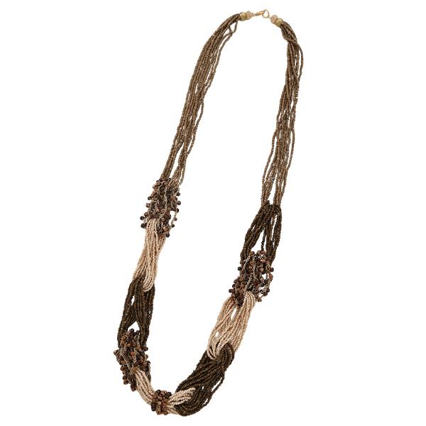 TWO TONE MULTI STRAND LAYER BEAD NECKLACE