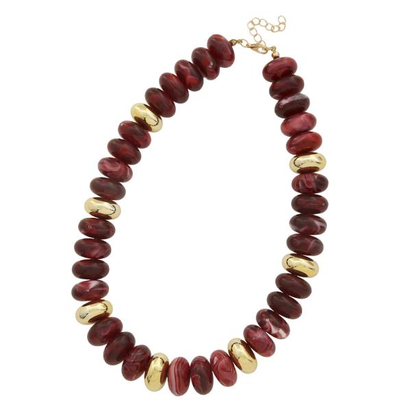 MIX BEAD METAL NECKLACE