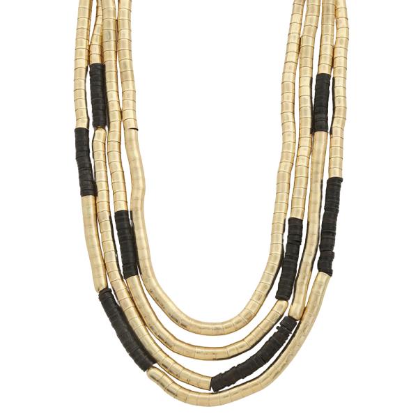 TWO TONE MULTI LAYER METAL NECKLACE