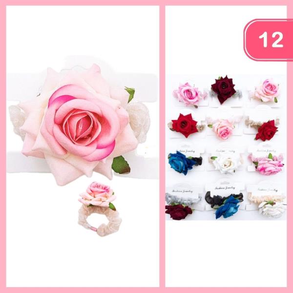 ROSE HAIR SCRUNCHIE (12 UNITS)