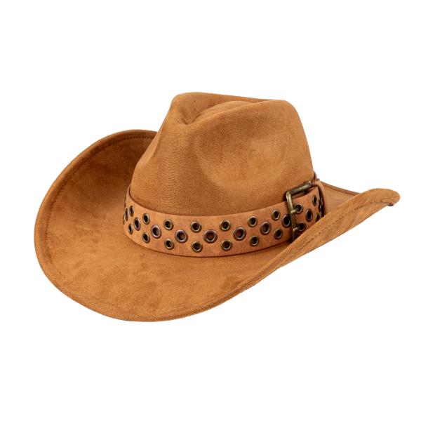CC VEGAN FELT COWBOY HAT WITH EYELET AND BUCKLE TRIM BAND