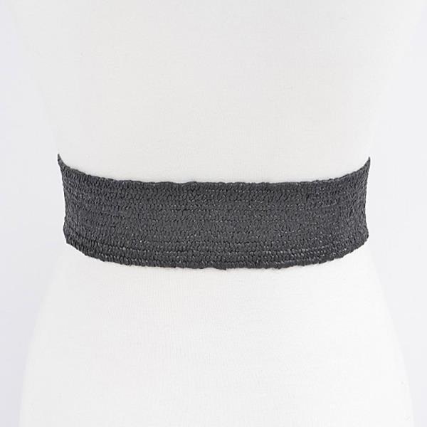 FAUX STRAW TWO BUCKLES ELASTIC BELT