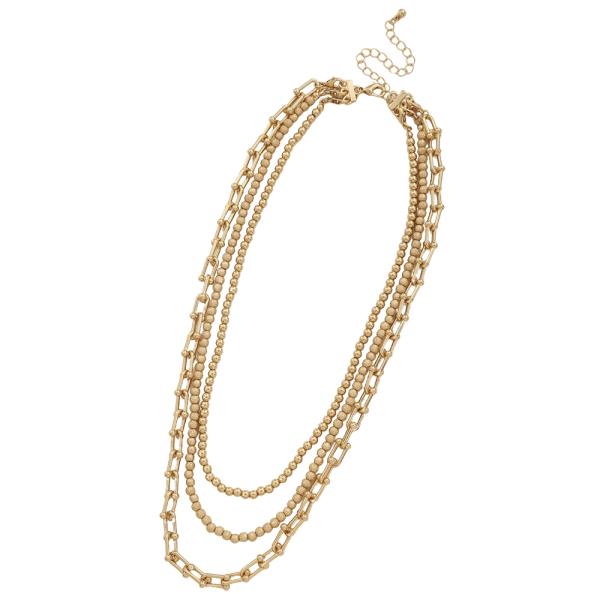 3 LAYERED 4MM TEXTURED METAL BALL TIFFANY CHAIN MULTIWAY SHORT NECKLACE EARRING SET