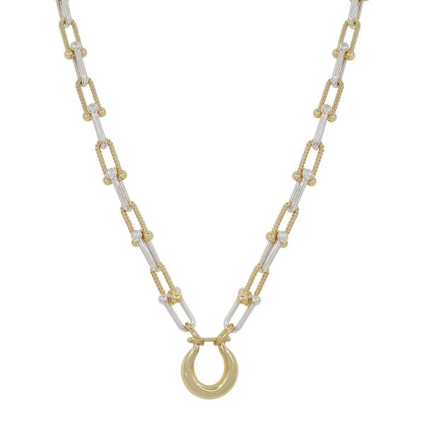 15" 17" 2 DIFFERENT TEXTURED MEDIUM TIFFANY CHAIN CHUNKY GEOMETRIC PENDANT SHORT NECKLACE