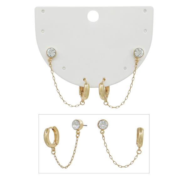 6MM CRYSTAL 13MM HUGGIE CHAIN DROP PIERCING