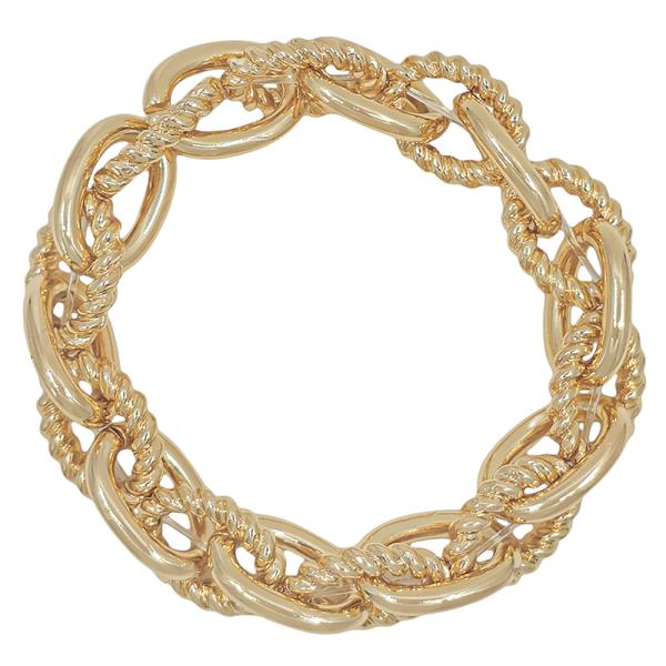 CHUNKY OVAL CHAIN 2 TEXTURED METAL STRETCHED BRACELET