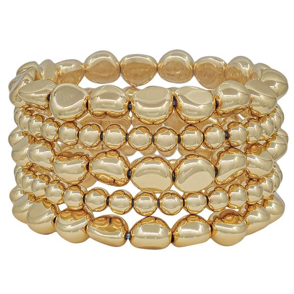 5 SET 10MM PEBBLE CCB 6MM METAL BALL BRACELET