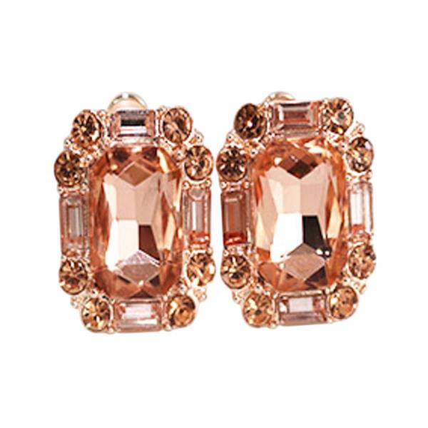 CRYSTAL STONE RECTANGLE EMERALD CUT CLIP ON DROP EARRING
