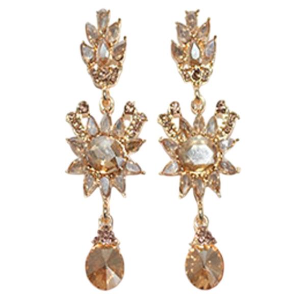 CRYSTAL STONE FLORAL CLUSTER DROP EARRING