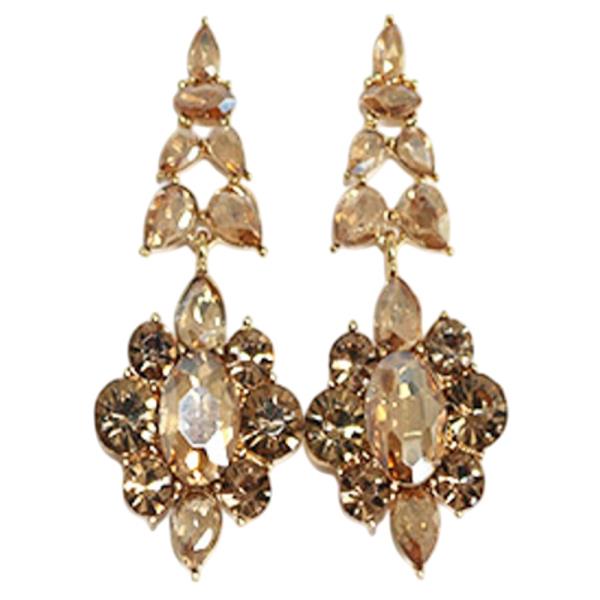 CRYSTAL STONE FLORAL CLUSTER DROP EARRING