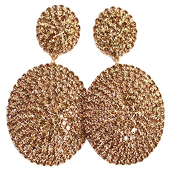 CRYSTAL STONE ROUND DISC DROP EARRING