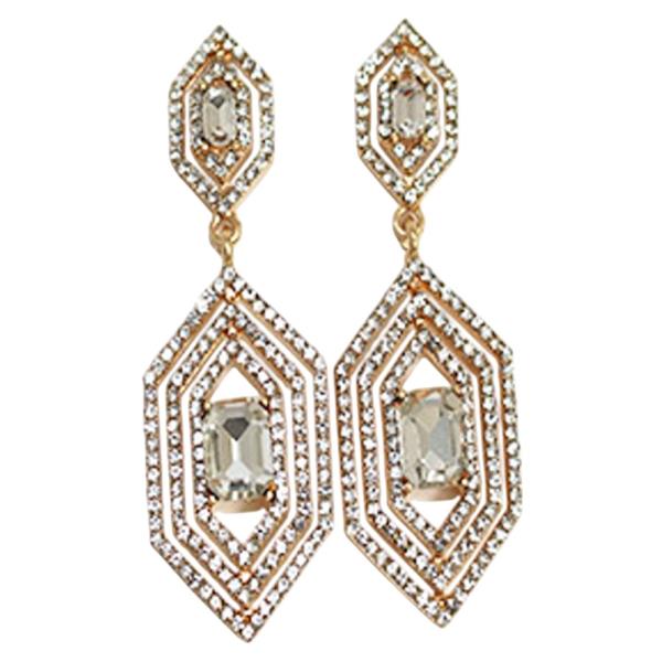 CRYSTAL STONE GEOMETRIC HEXAGON DROP EARRING