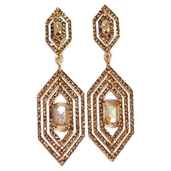 CRYSTAL STONE GEOMETRIC HEXAGON DROP EARRING