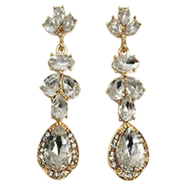 CRYSTAL STONE TEARDROP CLUSTER DROP EARRING
