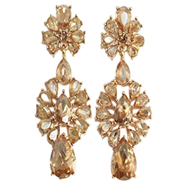 CRYSTAL STONE FLORAL CLUSTER DROP EARRING