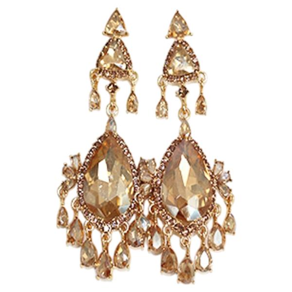 CRYSTAL STONE FLORAL CLUSTER DROP EARRING