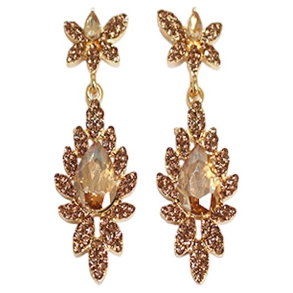 CRYSTAL STONE FLORAL CLUSTER DROP EARRING