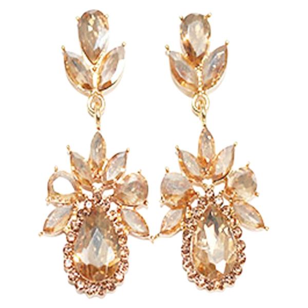 CRYSTAL STONE FLORAL CLUSTER DROP EARRING