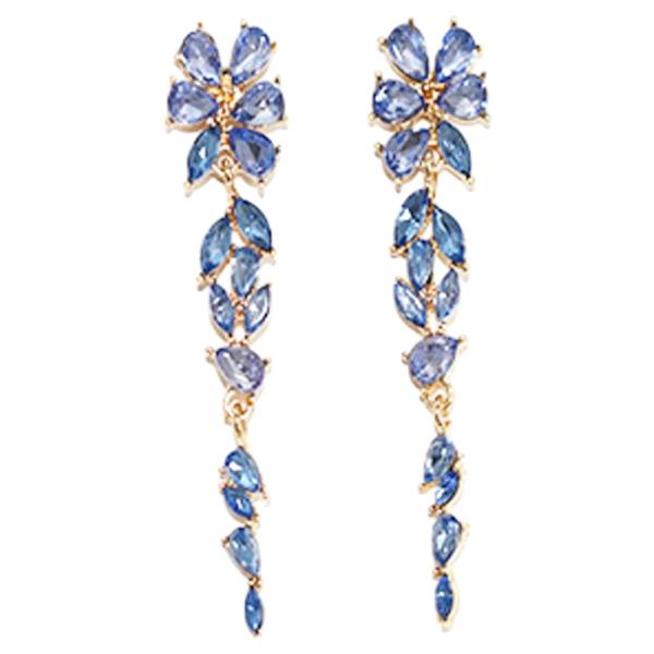 CRYSTAL STONE FLORAL CLUSTER DROP EARRING