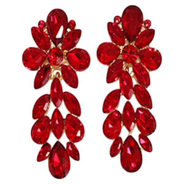 CRYSTAL STONE FLORAL CLUSTER DROP EARRING