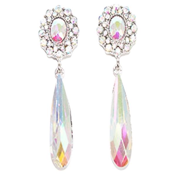 BKMON CRYSTAL STONE TEARDROP DANGLE EARRING