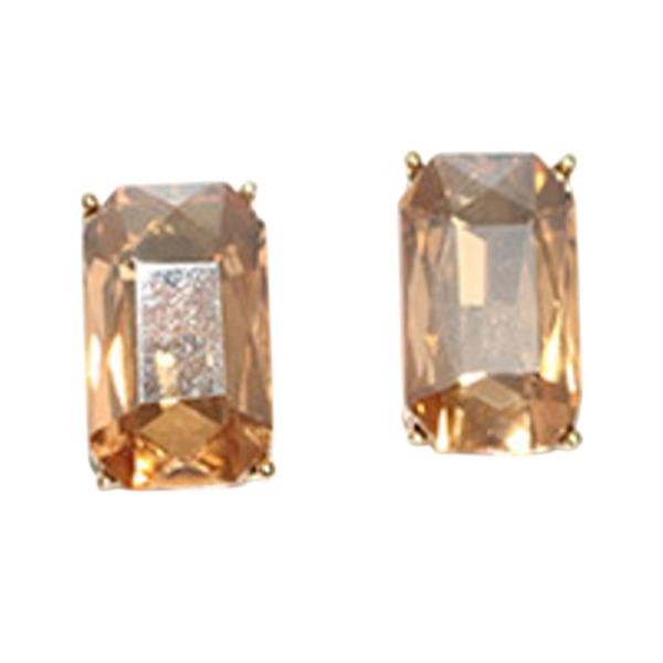 RECTANGLE CRYSTAL STONE STUD EARRING