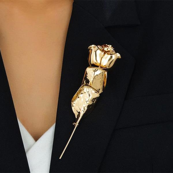 METAL ROSE BROOCH