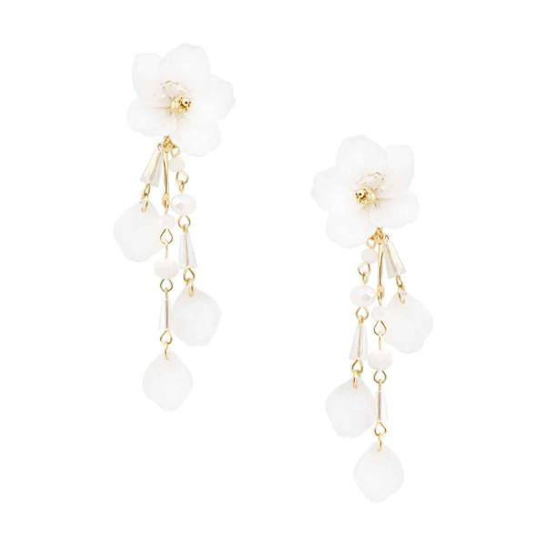 FLORAL PETAL PEARL DANGLE EARRING