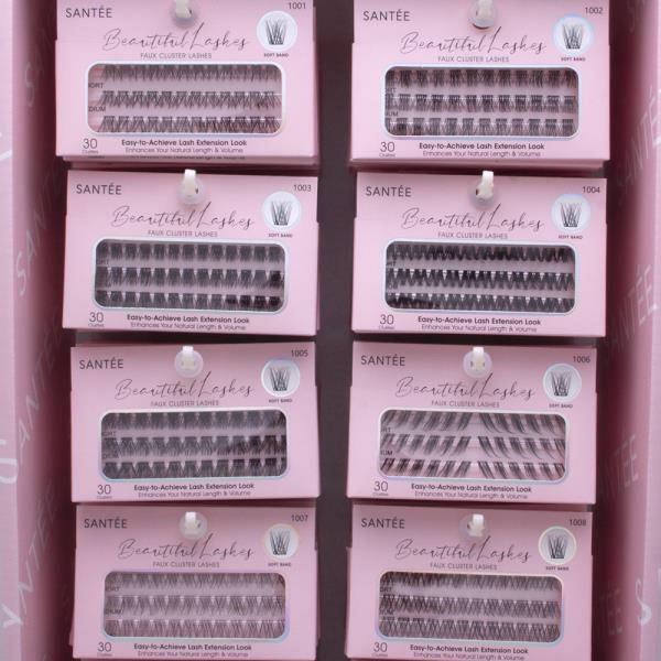 SANTEE BEAUTIFUL CLUSTER SOFT BAND LASHES SET W DISPLAY