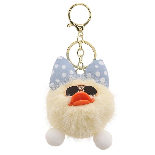 COOL FLUFFY DUCK POM POM BAG CHARM KEYCHAIN