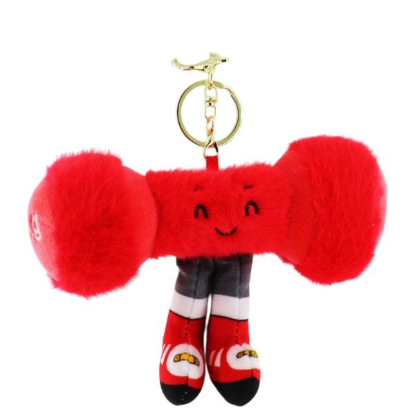 PLUSH DUMBBELL CHARACTER BAG CHARM KEYCHAIN