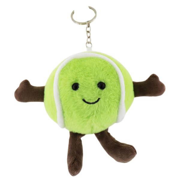 PLUSH TENNIS BALL CHARACTER BAG CHARM KEYCHAIN