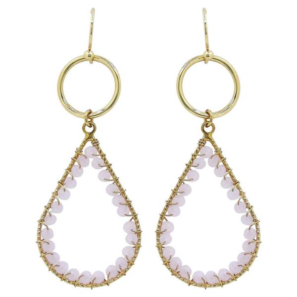 ROUND, TEAR DROP GLASS BEADED DANGLE EARRING